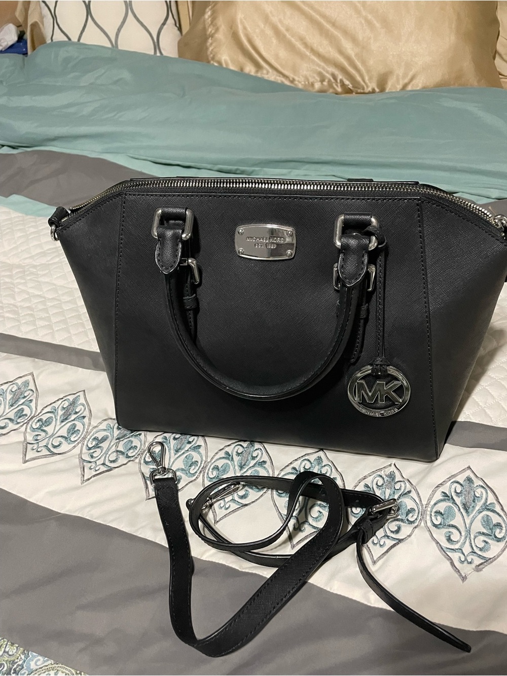 Michael Kors Black Saffiano Satchel with Detachable Strap